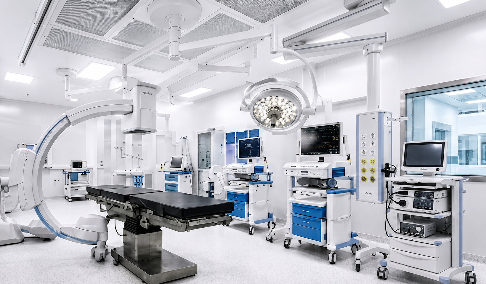 Không gian thiết bị y tế hiện đại, sáng và chuyên nghiệp